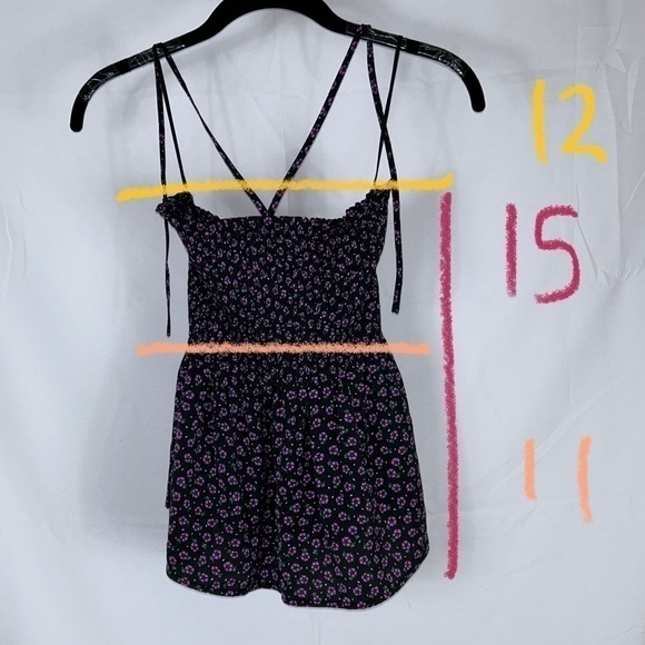 Express Blouse Halter Top Micro Floral Sleeveless Shirred Elastic Waist Shirt - Picture 6 of 9